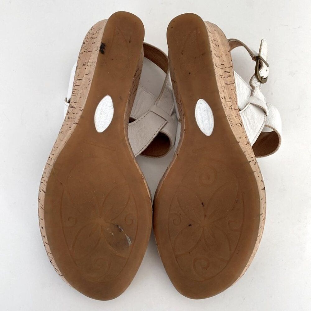 Born White Leather Cork Wedge Sandals - Picture 7 of 16